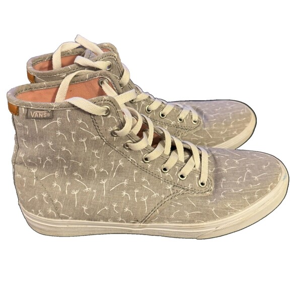 Vans Camden Sz 10 Womens High-Top Gray White Canvas Dandelion Sneakers Skater - Picture 2 of 7